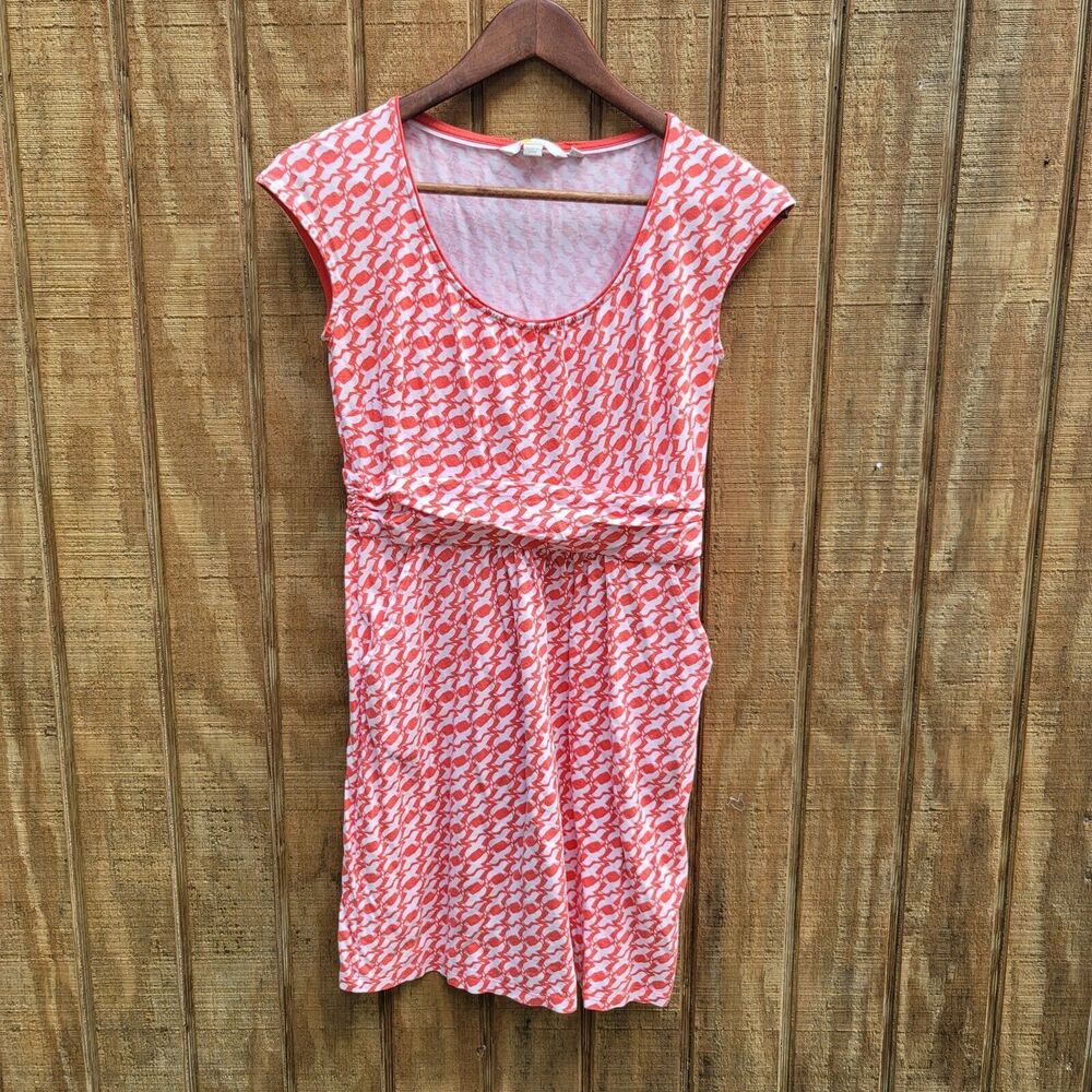 Boden Margot Bird Print Scoop Neck Jersey Stretch Dress Womens Size 6P